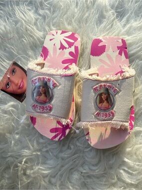 Barbie Pink Floral Slide Sandals Y2K